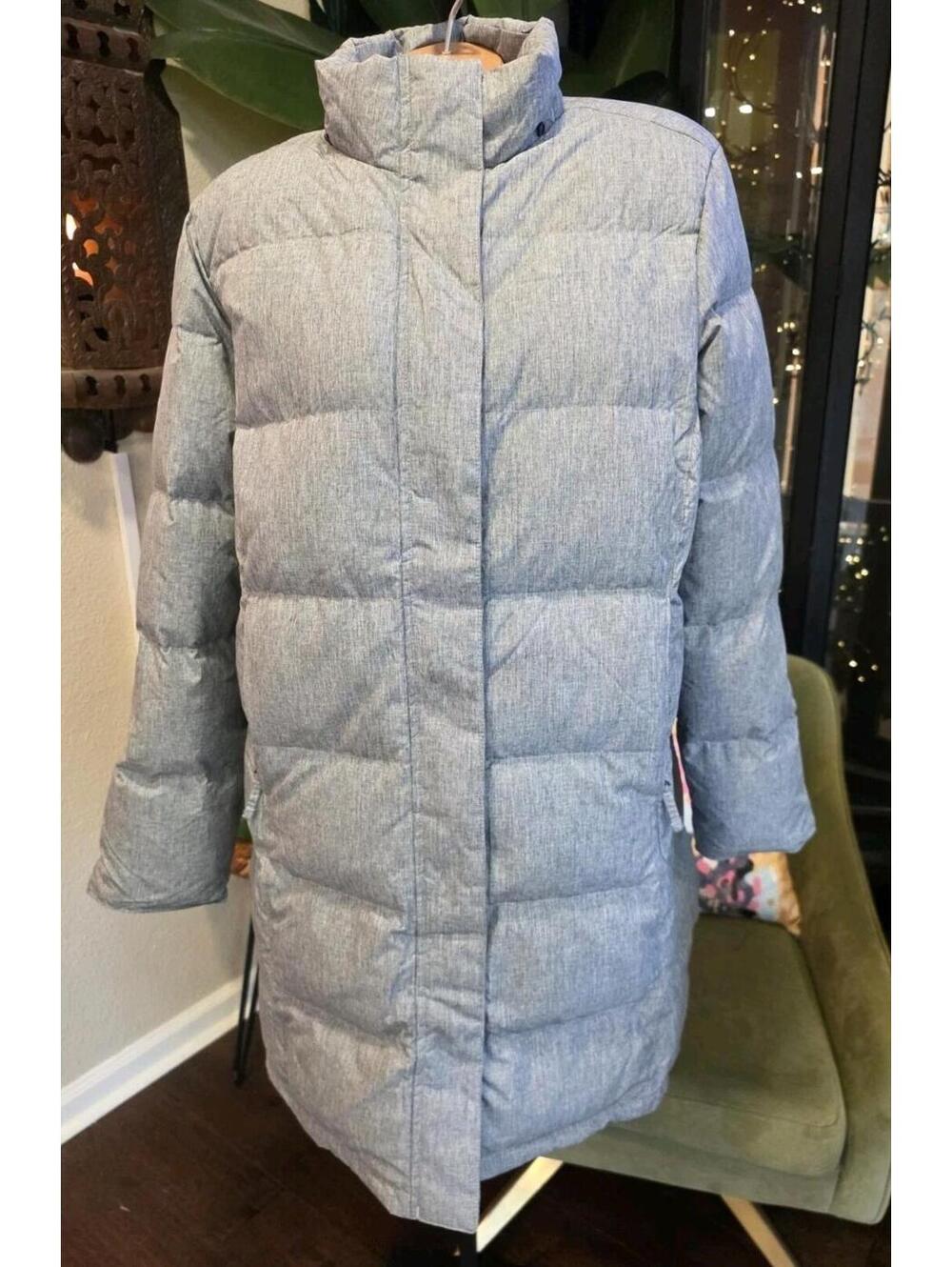 LL Bean Ultrawarm Down Coat Womens Large Petite Gray Puffer Jacket Parka 227261